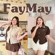 Chubbyland.(Chest 38-50) Faymay Shirt Model Plus Size Women's Corduroy Fabric Cute Details Sh259