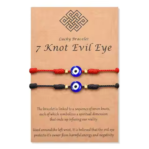 7 Knots Evil Eye Bracelet for Women Men Baby Red Balck String Pink Evil Eye Protection Good Luck Mat