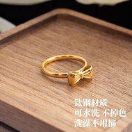 New Style Bow Ring Girls Cute Small Steel Non-Fade Index Finger Ring Niche Design Jewelry 0506A50 #.