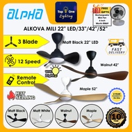 🔥HOT🔥 ALPHA Alkova - Mili LED / NON LED 3B 52/42/33/22 Inch DC Motor Ceiling Fan/ 24 Speed Remote Co