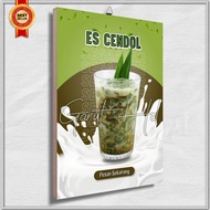 Poster kayu menu minuman es boba coklat es kopi susu es kelapa hiasan dinding walldecor aesthetic