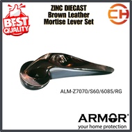 ARMOR Zinc Diecast Brown Leather Mortise Leverset (ALM-Z7070/S60/6085/RG)