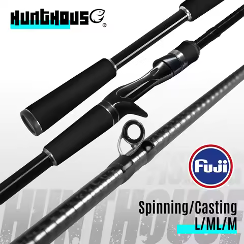 Hunthouse Spinning Casting Fishing Rod Carbon Fiber Fuji Guide 1.96m/2.01m/2.13m M/L/ML 2 Sections F