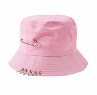 Topi bucket ring Fashion Uniseks Wanita Pin Cincin Besi Topi Ember Hip Hop Topi Matahari Lipat Kasua