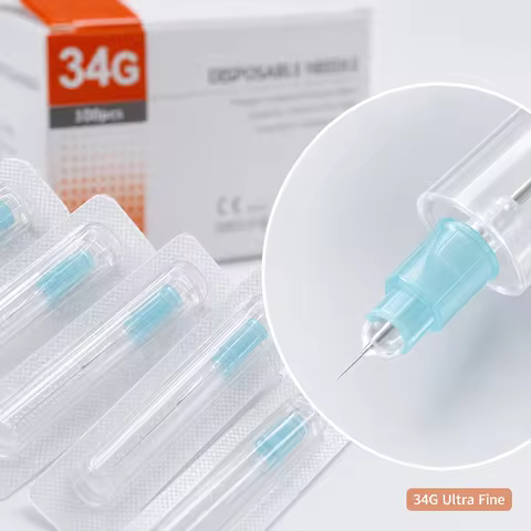 100pcs/Box 1.5mm 2.5mm 4mm 34G Sterile Disposable Pointed Stainless Steel Injection Needles Meso Pai