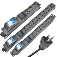 แถบพลังงาน PDU หน่วยจำหน่ายไฟฟ้าตู้แร็คเครือข่าย 16A 3500W Universal socket double break switch 2m extension line  จอแสดงผลแอมป์มิเตอร์ปลั๊ก US