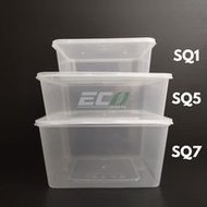 SQ1/SQ5/SQ7 Square Disposable Plastic Food Container/Bekas Bekas Petak / Bekas Plastik Pers