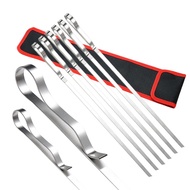 6-8PCS/Set Stainless Steel Wire BBQ Skewers Wood Handle Grill Roasting Sticks Outdoor Camping BBQ To