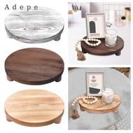 [Adepe] Wooden Pillar Tray, Wooden Pillar Stand, Round, Rustic Cake Diameter 25.4 Cm, Dessert Farmho