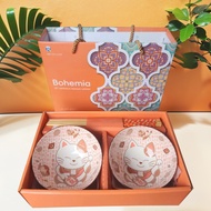 Mangkok set premium peralatan makan porselen / Mangkok set keramik / Souvenir Mangkok set / Bohemia 
