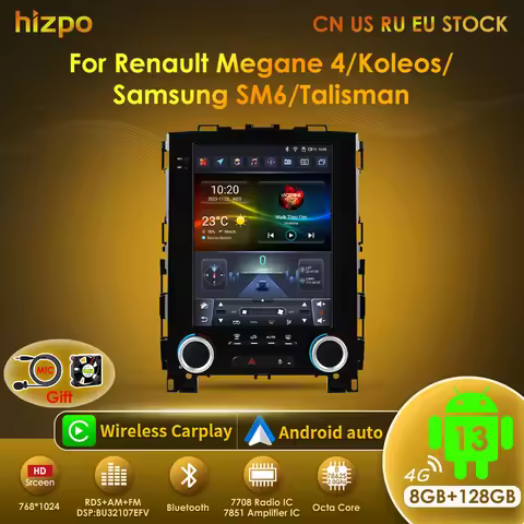 Hizpo 9.7 Inch 2din Android 13 For Renault Koleos Megane 4 Samsung SM6 Talisman 2017-2019 Car Radio 