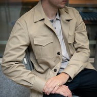 Archive Safari Jacket II (Beige)  เสื้อแจ็คเก็ตซาฟารีผ้าคอตตอนทวิลญี่ปุ่นกระดุมเขาสัตว์แท้