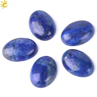 CSJA 1PC ธรรมชาติ Lapis Lazuli Cabochon อัญมณีหินไม่มีรูเจาะรูปไข่ CAB ลูกปัดสำหรับ DIY เครื่องประดั