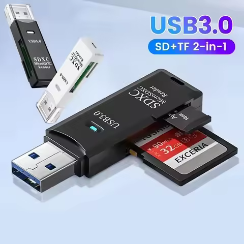 2 In 1 USB 3.0 Card Reader Micro TF SD Card Reader USB Adapter High Speed Card Reader TF Memory Card