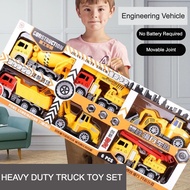 4PCS Set Large Children Construction Truck Toy Set Fire Truck Engineering Vehicle Excavator Dump Truck Toy Birthday Gift