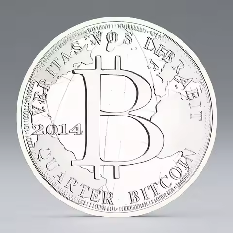Bitcoin 2014 Collectible Silvery Plated Souvenir Coin Bitcoin Cryptocurrency Coin Physical Crypto Co