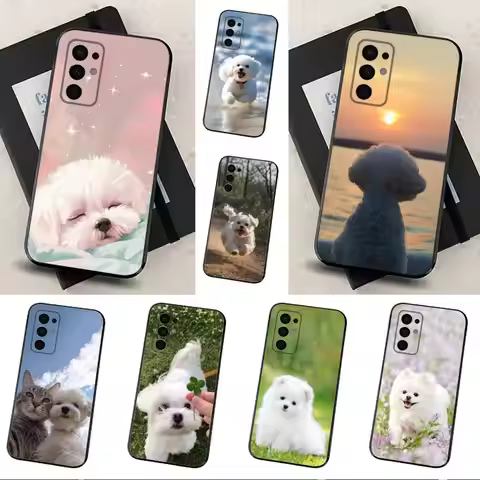 Cute animal Maltese Dogs Phone Case For Samsung Galaxy A73,31,32,72,41,53,52,71,22,5G,Note,J7,8,9 So