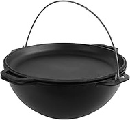 Free2Buy Heavy Duty Cast Iron Traditional 15 L Kazan Uzbek Skillet Discada Cookware Plov Wood Fire Oven Dutch Wok Казан Плов + Lid - Outdoor Cooking Frying Pot - Cooking Gifts