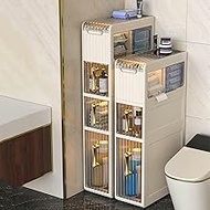 Bathroom Cabinet with 3/4 Drawers, Slim Bathroom Storage Unit, 3-Tier Slim Slide Out Kitchen Trolley, Storage Shelf, Slimline Bathroom Cabinet, Narrow &amp; Compact Bathroom Organiser,2 Tier