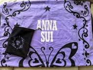 ANNA SUI 紫色蝴蝶圖案毛毯連收納袋