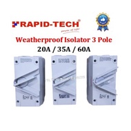 Rapid-Tech #3Pole #Isolator Switch 20A / 35A/ 63A (Weatherproof Surface Switch) / Outdoor Weather Pr