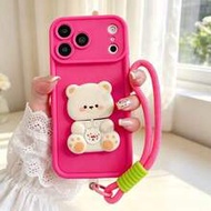 1pc DIY Bear Stand Phone Case With Phone Lanyard 2026's Latest Hot-Selling Mobile Phone Case For Gal