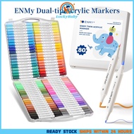 ENMY Dual Tip Acrylic Marker Pen 80/60/48/Colors Set Soft and Fine Brush Kids Presents Art drawing p
