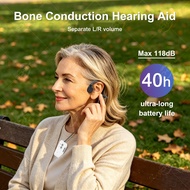 Bone Conduction Hearing Aid 64-Channel 3-Band EQ 118dB L/R Volume Control 40H Battery Life Rechargea