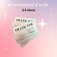 Customized Cards | front print only | Business Card|Thank You Card|Loyalty Card|Greeting Cards|Tags