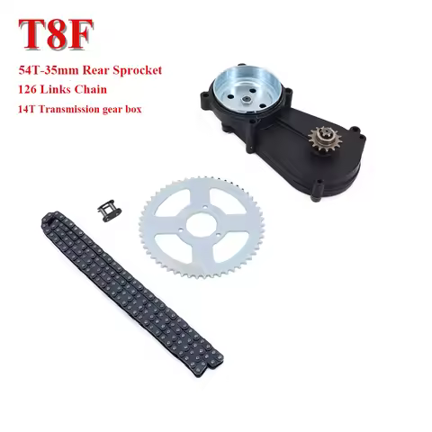 Motorcycle T8F 54T 35mm Rear Chain Sprocket T8F 126 Link Chains & 14T Transmission Gear Box For 47cc