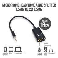 Microphone Headphone Audio Splitter 3.5mm to 2 x 3.5mm 16cm - FA297
