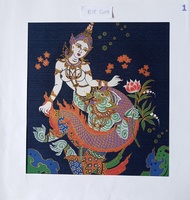 ภาพพิมพ์ศิลปะไทยวิจิตรบนผ้า No.N-2 หนุมานและรามเกียรติ์