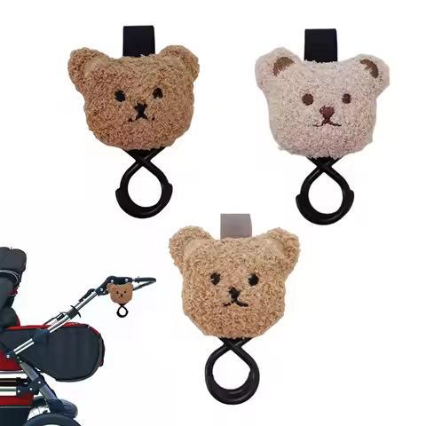 Cute Plush Bear Baby Stroller Hook for Stroller Heavy Duty Universal Stroller Hanger and Strap Strol