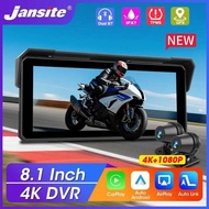 Srnubi Portable 8.1 inches IP67 Waterproof 4K DVR GPS Wireless Navigation Carplay Auto Motorcycle Re