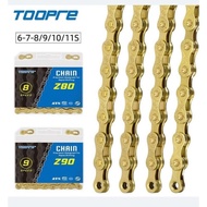 (Toopre) Bicycle Chain 6S 7S 8S 9S 10S 11S Speed MTB Chains Golden 116L Velocidade  MTB/Folding/Road