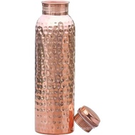 Handmade Copper Water Bottle-34oz/1,000ml-Ayurvedic Pure Copper Drink Set, Suitable for Drinking, St