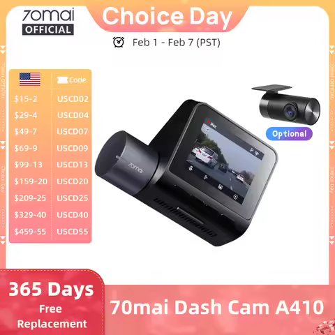 New 70mai Dash Cam A410 1440P 2.5K Image F1.55 Dual-Channel Supported GPS Night Vision 24H Parking U