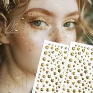 1/2pcs Festival Party Makeup Supplies - 3d Gold Diamond Face Sticker - Y2k Glittery Gem Jewelry Tatt