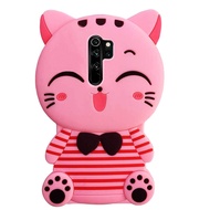 Case Silikon 3D Karakter Xiaomi Redmi Note 8 Pro  Cat Pink Stripes Cute Case Silikon 4D Redmi Note 8 Character Silikon Karakter Lucky Cat Pink Soft Case 3D Case Boneka Kucing Pink Case Lucu Cartoon Case Kartun Silicone Case Unik Casing Xiaomi - Pinky Cat