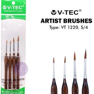 V-TEC ARTIST BRUSHES TYPE VT 1220.S/4 NO. 0, 1, 4, 6 - PAINTING BRUSH SET OF 4 PCS