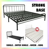 STRONGSUPPORT BASE METAL BED FRAME / SINGLE SUPER SINGLE QUEEN KING SIZE BEDFRAME BLACK / IVORY WHITE COLOUR