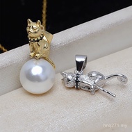 Pearl Pendant Accessories diy9-123906Cat Silver Pendant Tire Hair Empty Holder Semi-finished Head Pe