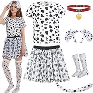 Halloween 101 Dalmatian Costume for Women,Adult Outfit Shirt Headband Ears and Tail Accessories