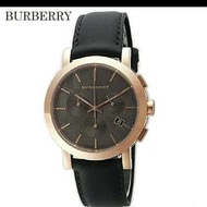 全新正品BURBERRY 玫瑰金皮革手錶 BU1863 英倫經典格紋三眼錶-僅此一檔優惠!