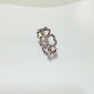 Tiffany鑲鑽愛心鏤空戒指白金50號/11碼