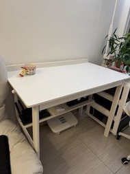 白色簡約實木書桌 帶抽屜 100cm*60cm