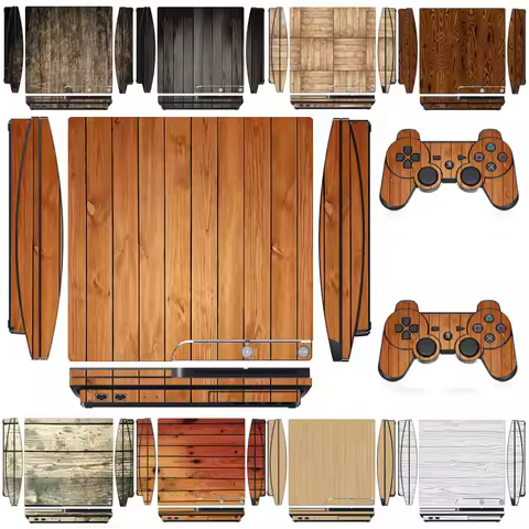 Wood 1601 Vinyl Skin Sticker Protector for Sony PS3 Slim PlayStation 3 Slim and 2 controller skins S