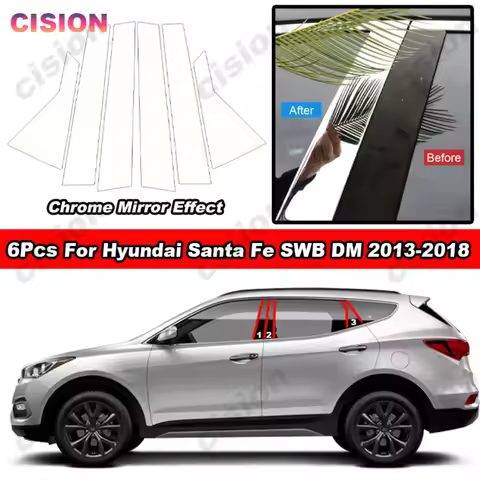Chrome Mirror Effect Car Door Window Center Middle Column B C Pillar Post Cover Trim Sticker For Hyu