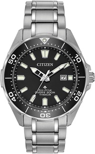 Citizen Eco-Drive Promaster Diver Mens Watch Silver Bracelet Black Dial