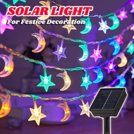 Solar Moon Star String Lights 8 Mode Fairy Crystal Ball Lampu Raya Kelip-Kelip Hari Raya Decor